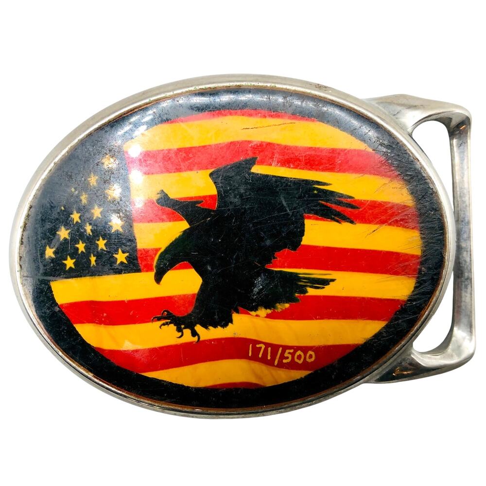 Limited Edition Von West Belt Buckle Bald Eagle and the stars and stripes